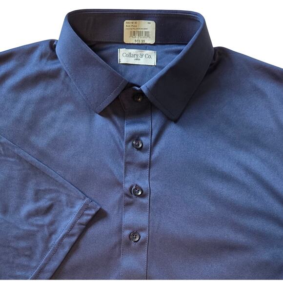 Collars & Co. Semi-spread Collar Polo, Navy Blue Size Large NEW - Picture 2 of 11